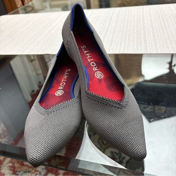 Rothy's Gray Knit Flats with Blue Trim neverused! Size 10.5